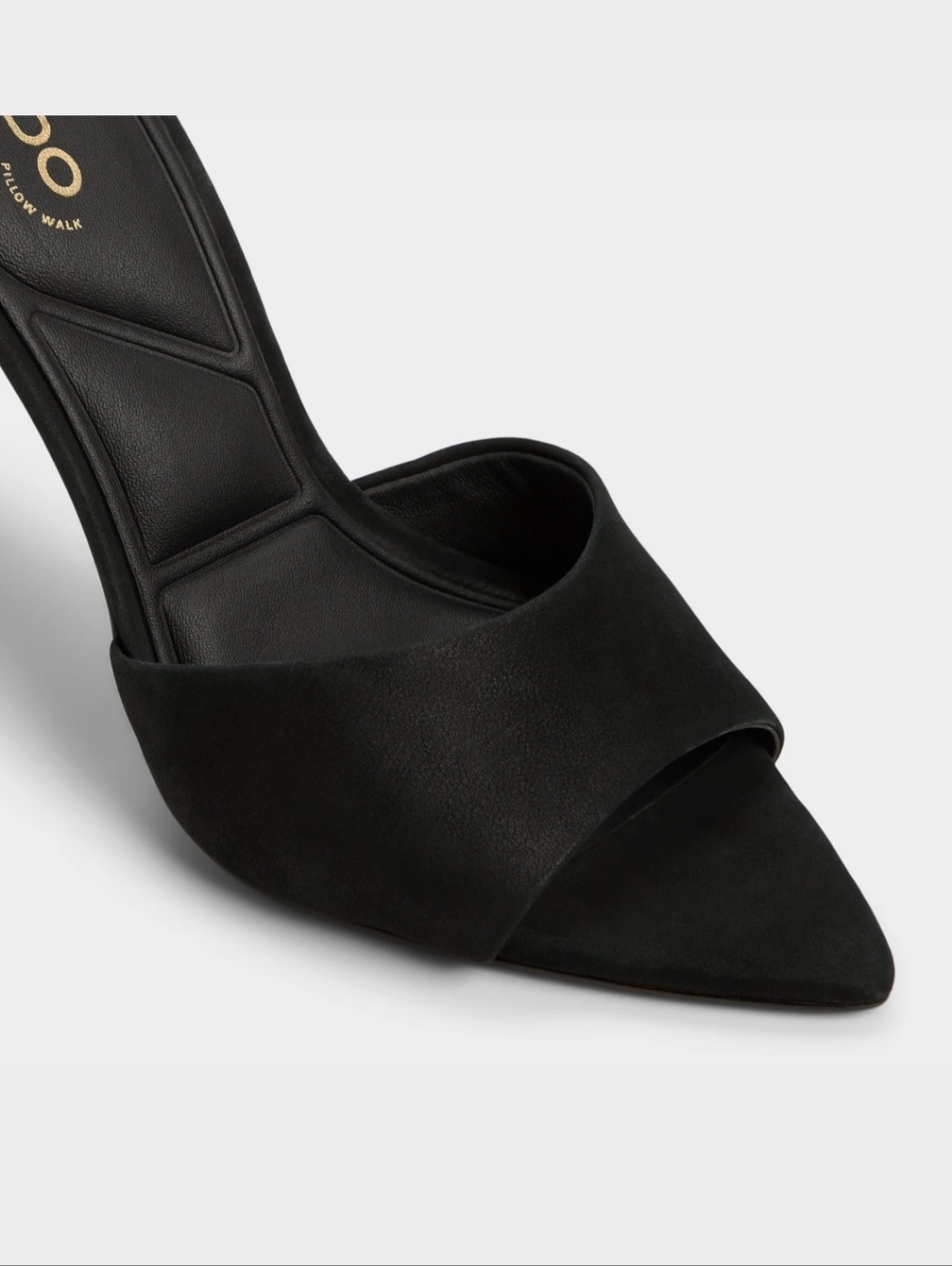 Aldo Seashella Slip On Stiletto Heels Mule Sandals Black Suede Gold Snake 6 - Picture 5 of 13
